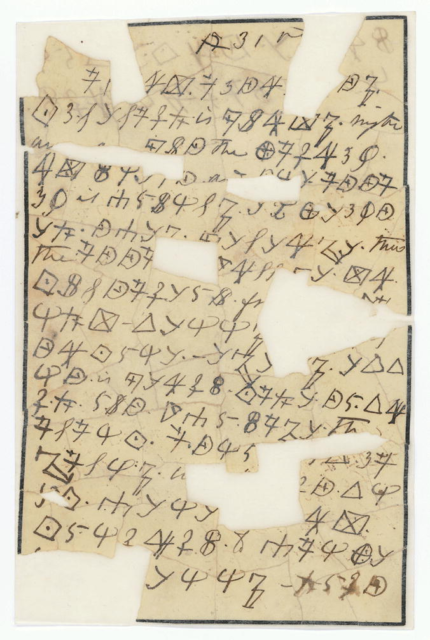 A surviving example of Rose Greenbow's Cipher