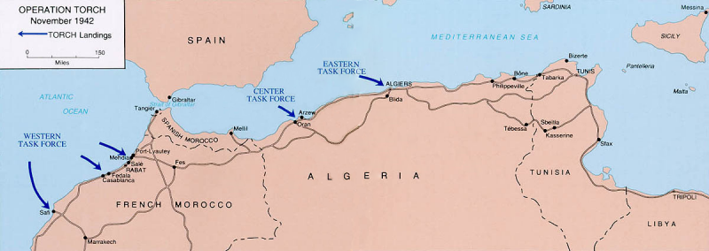 Map of Operation Torch - Wikipedia / Public Domain