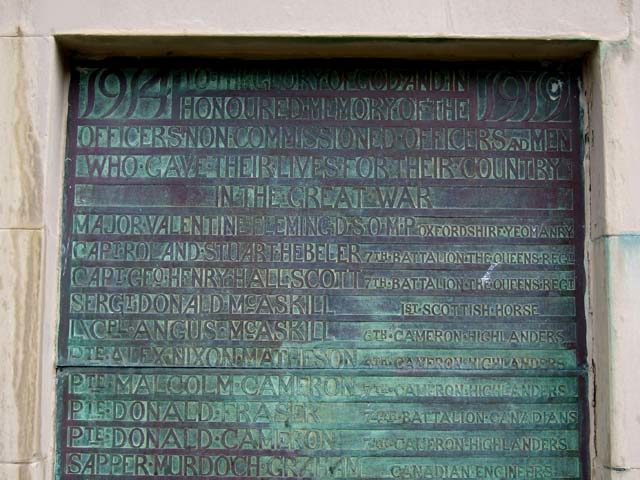 Ian Fleming’s father, Major Valentine Fleming, is commemorated on the Glenelg War Memorial – see his name at the top of the list.