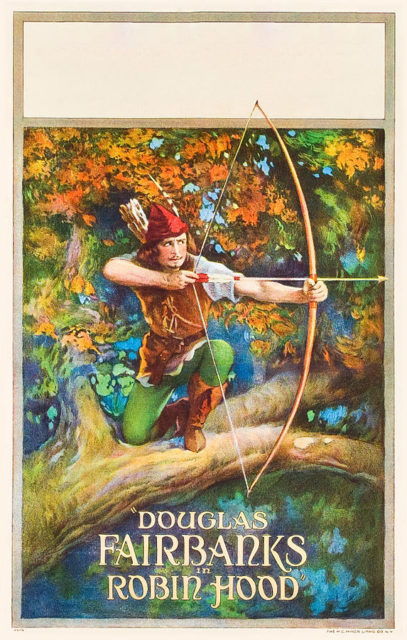 Movie poster for the 1922 United Artists Robin Hood film, starring Douglas Fairbanks.