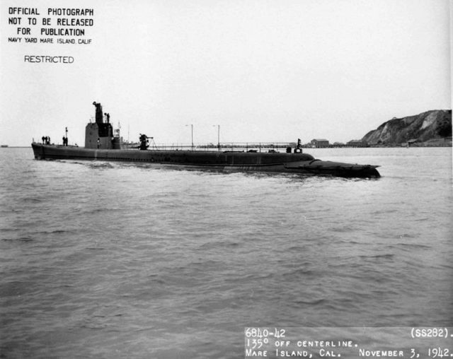 USS Tunny in late at Mare Island Naval Sahipyard, California