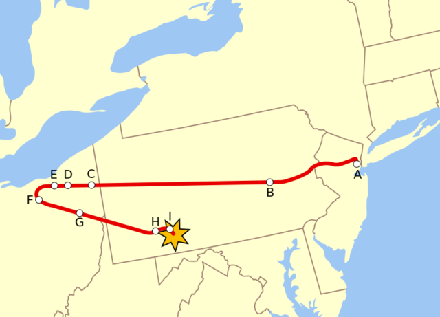 United 93 flight path. Wikipedia / Public Domain