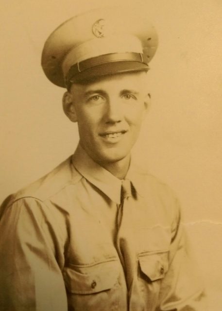 Belshe is pictured in military uniform shortly after his induction into the U.S. Army during the summer of 1943. Courtesy of James Belshe.