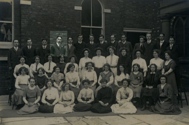 Cyril Coles - one of the first tank crewmen to be killed in history. Pictured here at his church in 1912. He's fourth from the left on the back row.