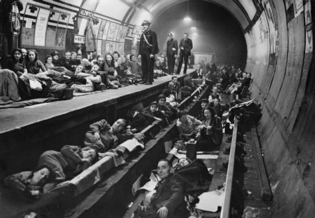 Aldwych tube station being used as a bomb shelter in 1940