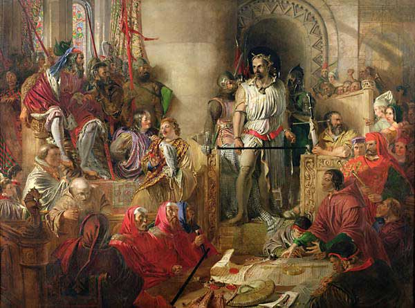 Wallace's trial in Westminster Hall. Painting by Daniel Maclise.