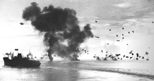 American Naval VEssels Come Under Attack From Japanese Aircraft During the Naval Battle of Guadalcanal