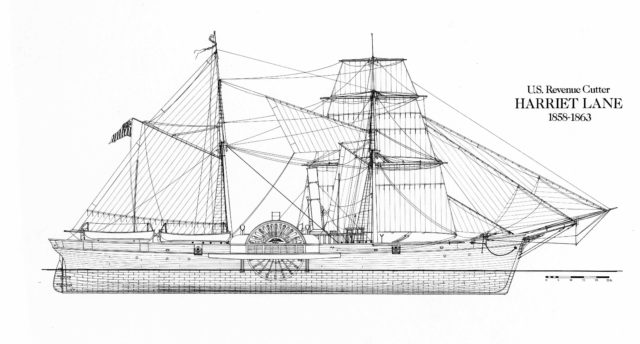 A line drawing of the Harriet Lane