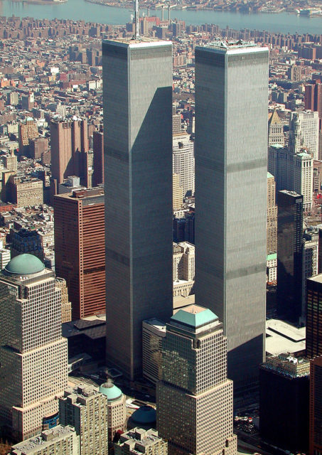 Twin Towers seen in March of 2001. Jeffmock / Own Work / Wikipedia / 