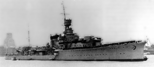 Admiral Kajioka’s flagship, the cruiser Yubari.