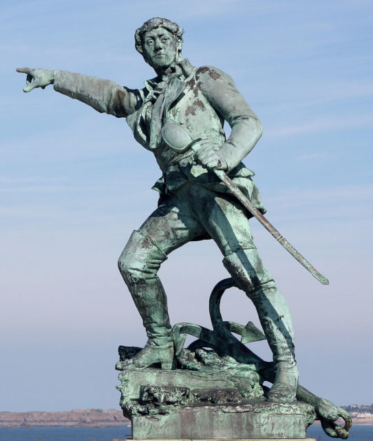 Statue of Frenchman Robert Surcouf, the successful privateer for whom the submarine was named. Photo Credit