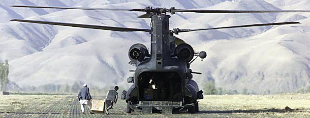 An MH-47D in Feyzabad, Afghanistan