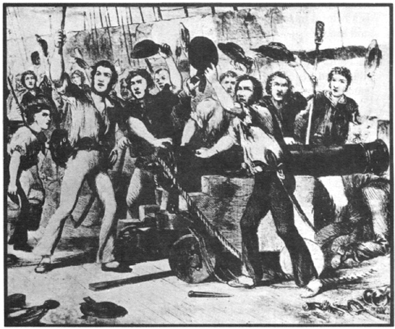 The guncrews onboard Constitution grew excited as they approached their opponent. They trusted in their ship, and knew their captain wouldn't fail them. Image Source: wikimedia commons/ Public Domain