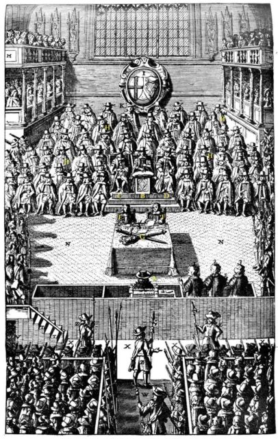 Charles on trial for high treason in 1649