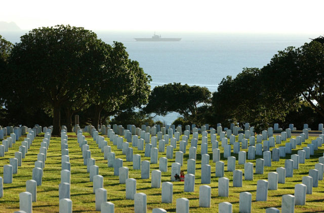 Fort Rosecrans Cemetery in San Diego, overlooking the Pacific Ocean.
