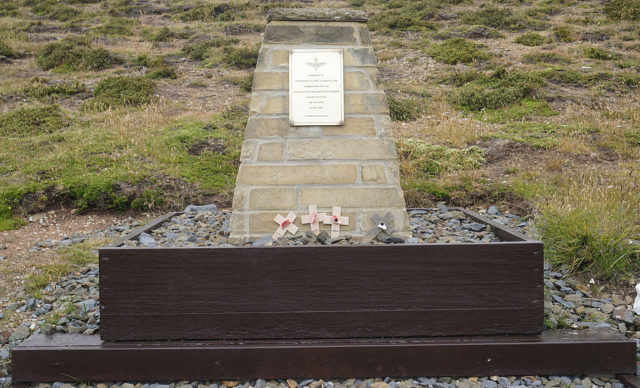 The spot where Lieutenant Colonel Herbert Jones died, now a memorial