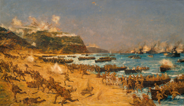 A representation of the invasion of Gallipoli from the New Zealand archives. Photo Source