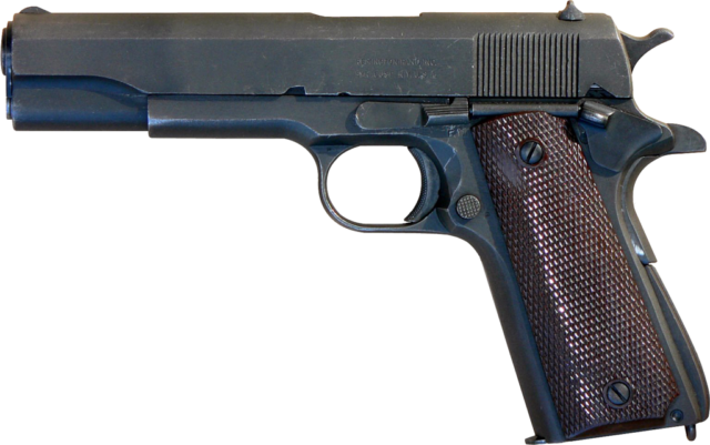 A Remington M1911A1 0.45 pistol Photo Credit