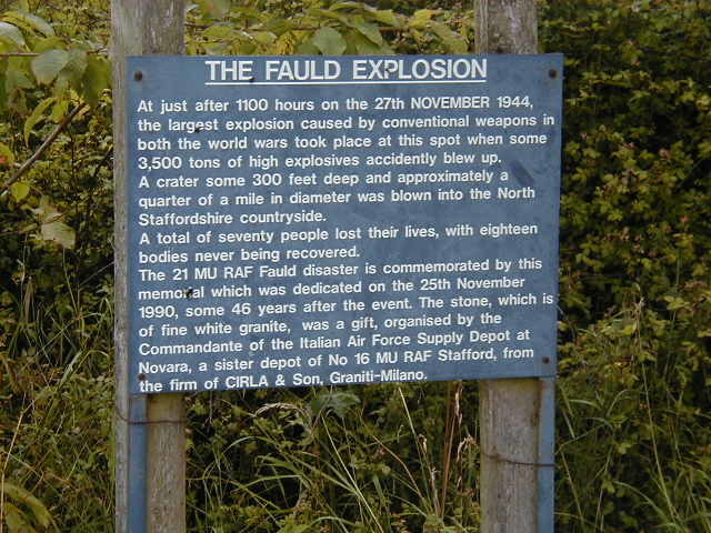 Sign at the explosion site, giving details of the event. Photo Credit.