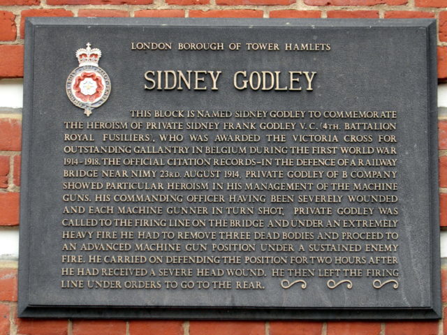 A memorial for Sidney Godley, placed after his death in 1957. 