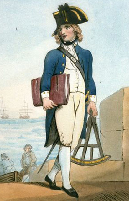 An older Midshipman, probably 16-18 years old. This young man was just at the point of moving past economic reliance on his parents, but probably couldn't afford to truly live in the high style expected of more senior officers. Image Source: Wikimedia Commons/ public domain