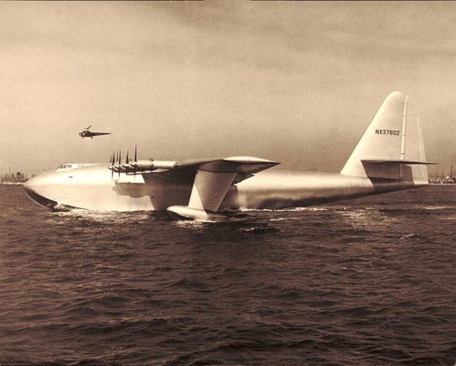 The Spruce Goose on its maiden flight in California Photo Credit