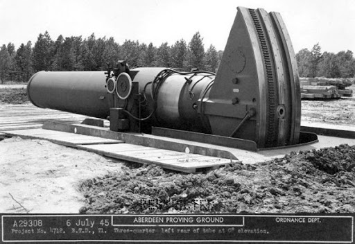 "Little David" 36 inch (914 mm) mortar emplacement at Aberdeen Proving Ground, Maryland.