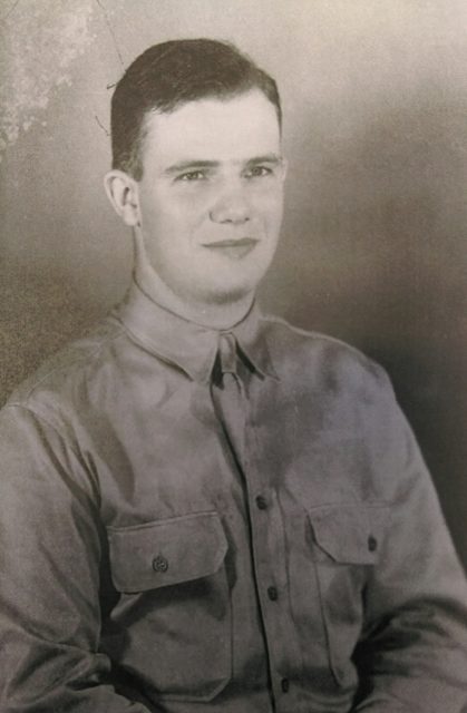 A 19-year-old William Martin is pictured in his Army uniform shortly after his enlistment in April 1940. He would go on to serve aboard B-18 and B-25 aircraft in the Caribbean during WWII. Courtesy of Jan Martin.