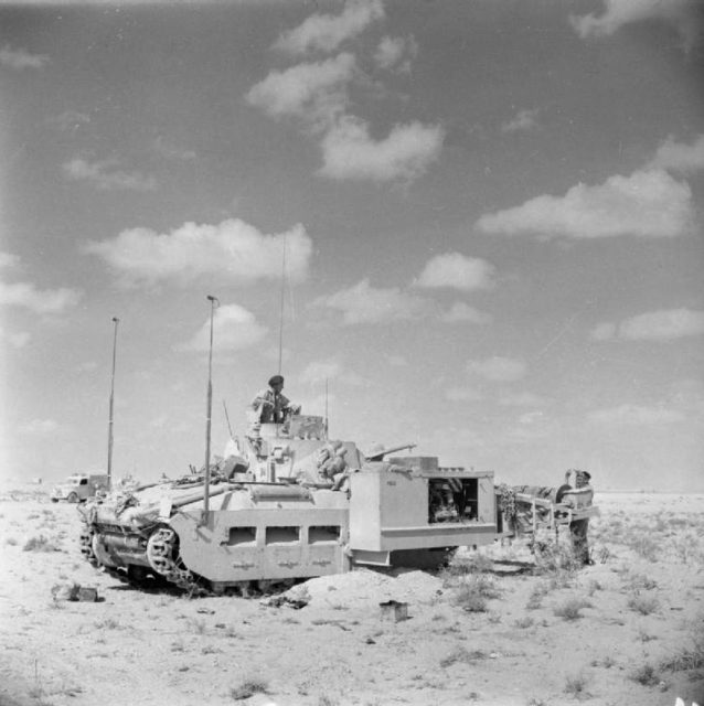 A British Matilda Scorpion flail tank, North Africa. Photo Credit.