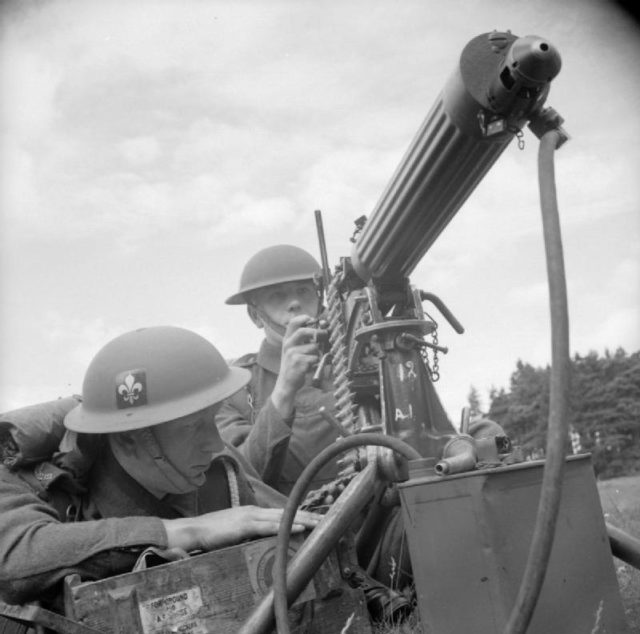 The Manchester Regiment with a Vickers machine gun in France on August 16, 1941 Photo Credit
