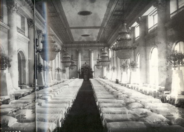 The Russian winter palace being used as a hospital during World War I (1915).