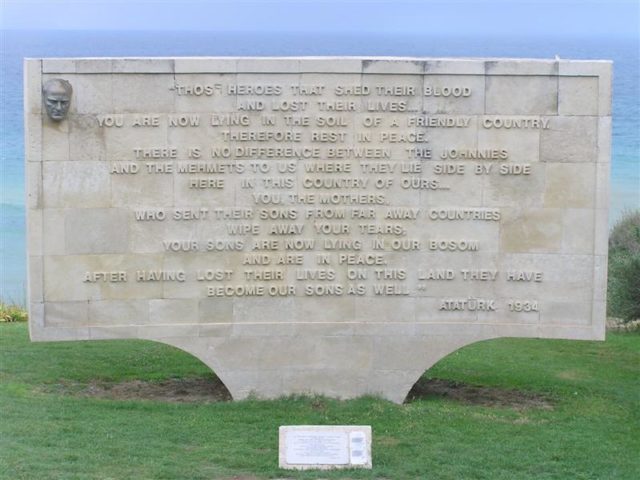 The memorial at Anzac Cove, commemorating the loss of Ottoman and Anzac soldiers on the Gallipoli Peninsula.