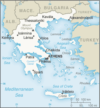 Map of Greece.