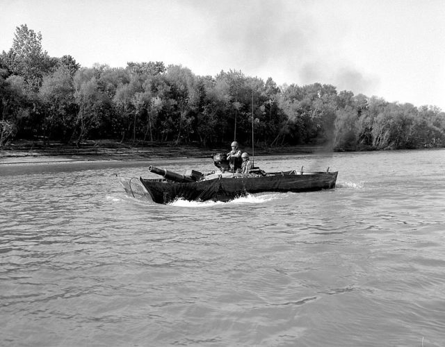 A pilot version of the Sheridan using similar amphibious equipment like the WWII era DD tanks; 