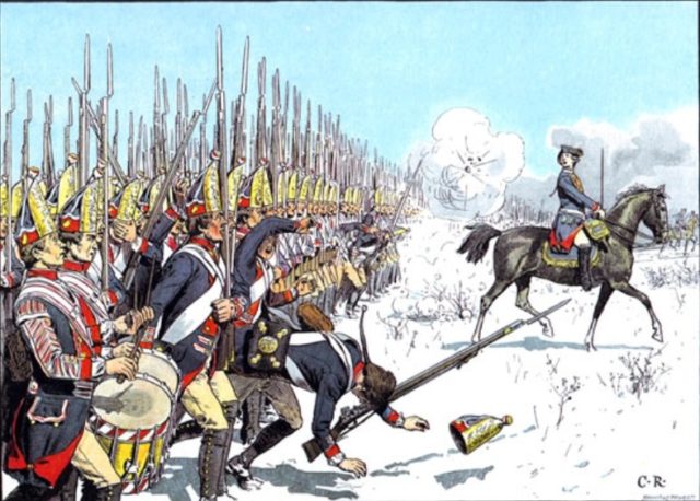 Prussians advance at Leuthen.