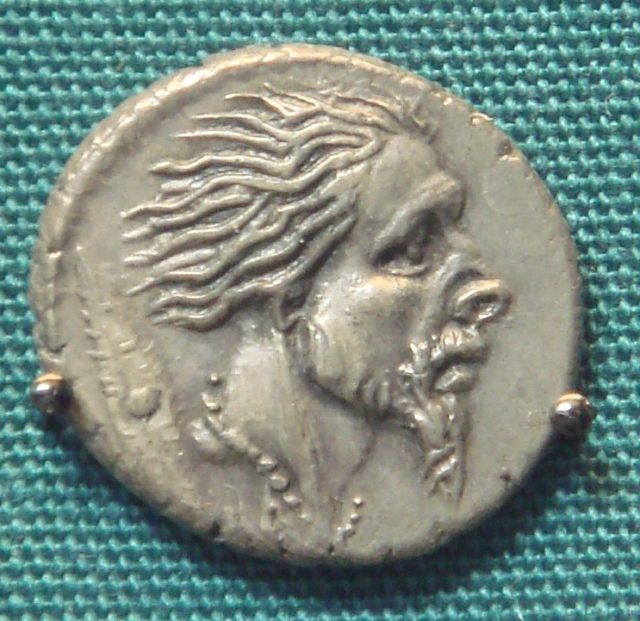 Roman Silver Denarius With Head Of Captive Gaul 48 BCE.