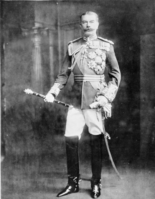 A portrait of Field Marshal Kitchener in full dress uniform taken shortly after being promoted to the rank