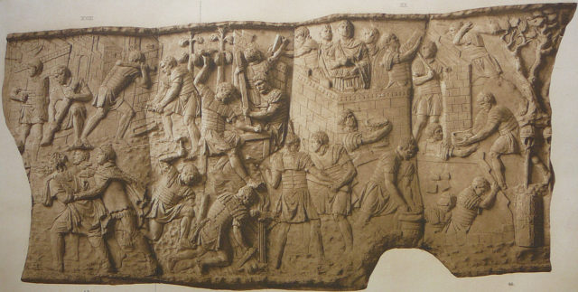 Building a fortification, from a relief on the Trajan Column