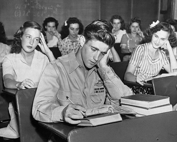 Gino Merli finishing high school after the war in 1945