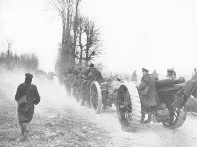 Operation Michael: British troops in retreat, March 1918