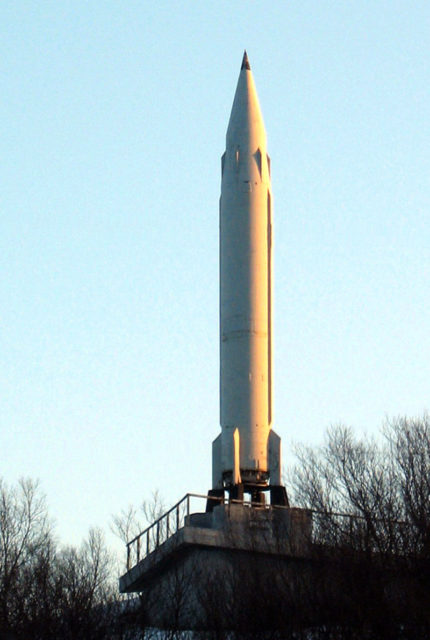 R-13 ballistic missile serving as a monument in Severomorsk