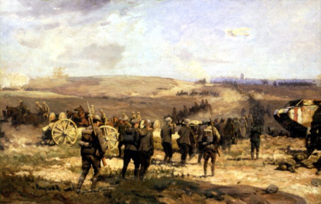 8 August 1918 by Will Longstaff, showing German prisoners of war being led towards Amiens