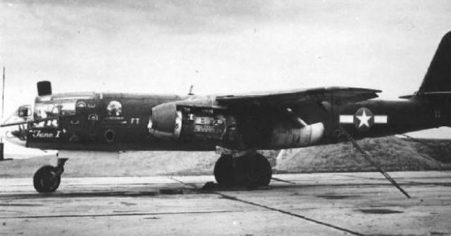 A rare photo of a captured Ar 234 aircraft with American markings. Notice that the plane was renamed “Jane I”