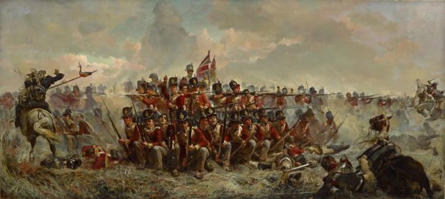 The 28th Regiment at Quatre Bras – (at approximately 17:00) – Elizabeth Thompson – (1875)