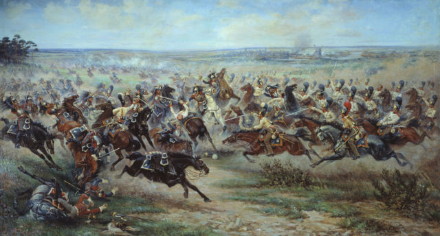 Charge of the Russian Imperial Guard cavalry against French cuirassiers at the Battle of Friedland, 14 June 1807
