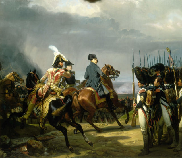 Napoleon reviewing the troops