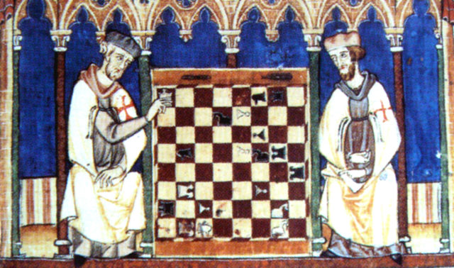 Knights Templar playing chess, 1283.