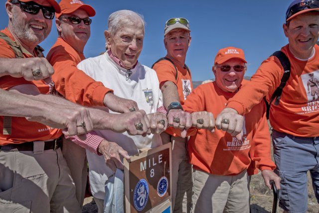 Retired U.S. Army Col. Ben Skardon, 98, a survivor of the Bataan Death March, crossed his own personal finish line after walking more than eight miles in the Bataan Memorial Death March at White Sands Missile Range, N.M., March 20, 2016. Credit: U.S. Army photo by Staff Sgt. Ken Scar.
