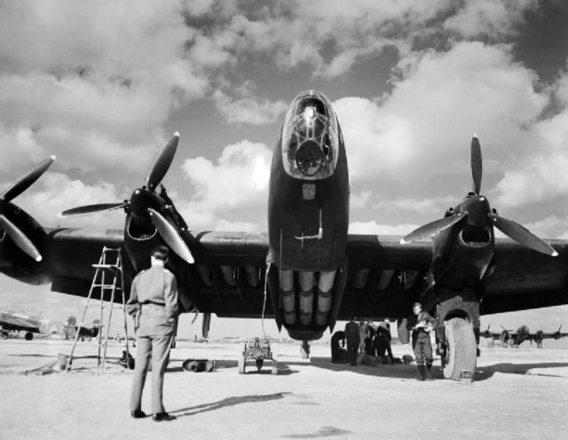 A Royal Air Force Halifax bomber of 148 Squadron, loaded with parachute canisters containing supplies for the Yugoslav Partisans (1944–1945)