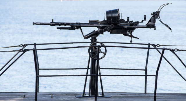 20 mm Madsen AA gun mounted on the foredeck of  the Vesikko.